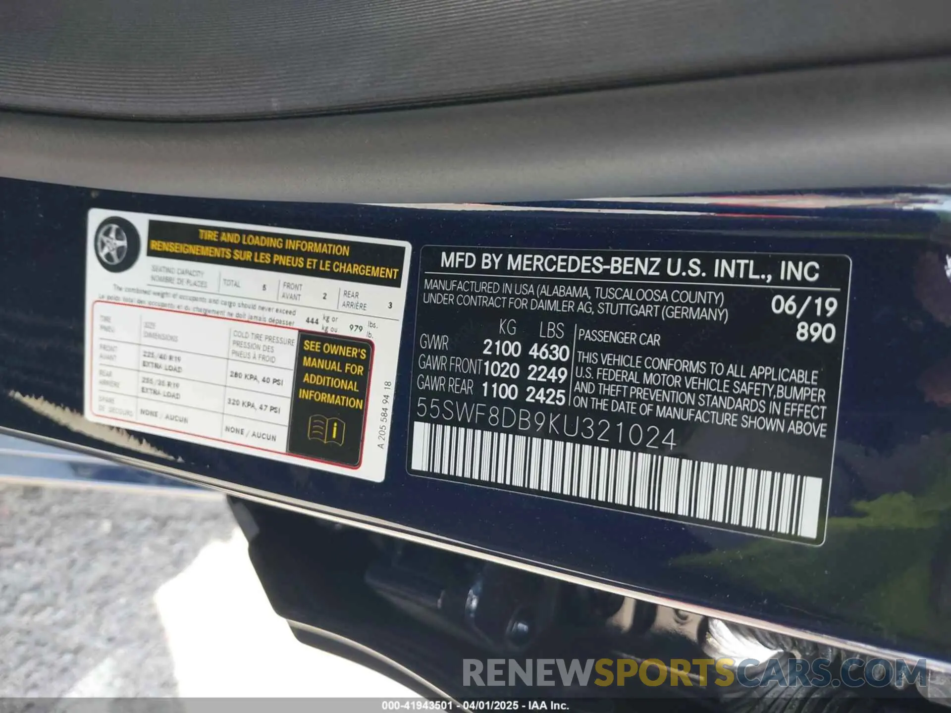 9 fotografías del automóvil dañado 55SWF8DB9KU321024 MERCEDES-BENZ C 300 2019