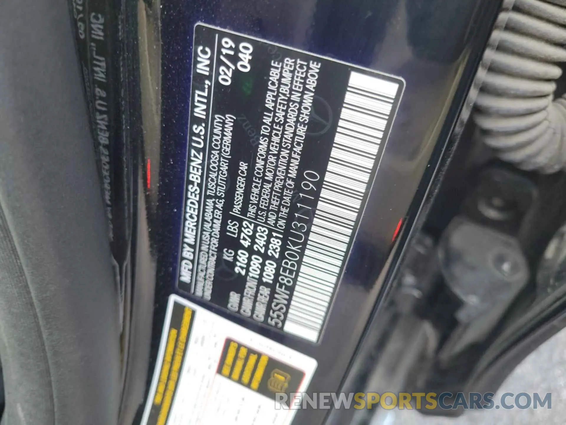19 fotografías del automóvil dañado 55SWF8EB0KU311190 MERCEDES-BENZ C 300 2019
