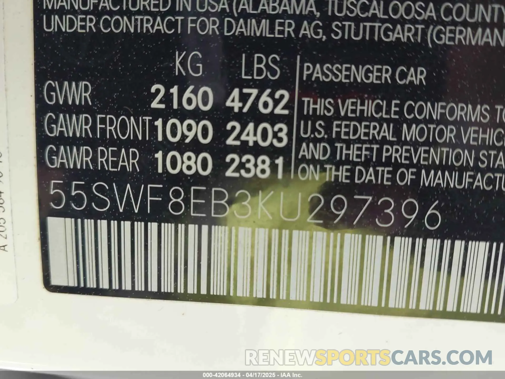 9 fotografías del automóvil dañado 55SWF8EB3KU297396 MERCEDES-BENZ C 300 2019