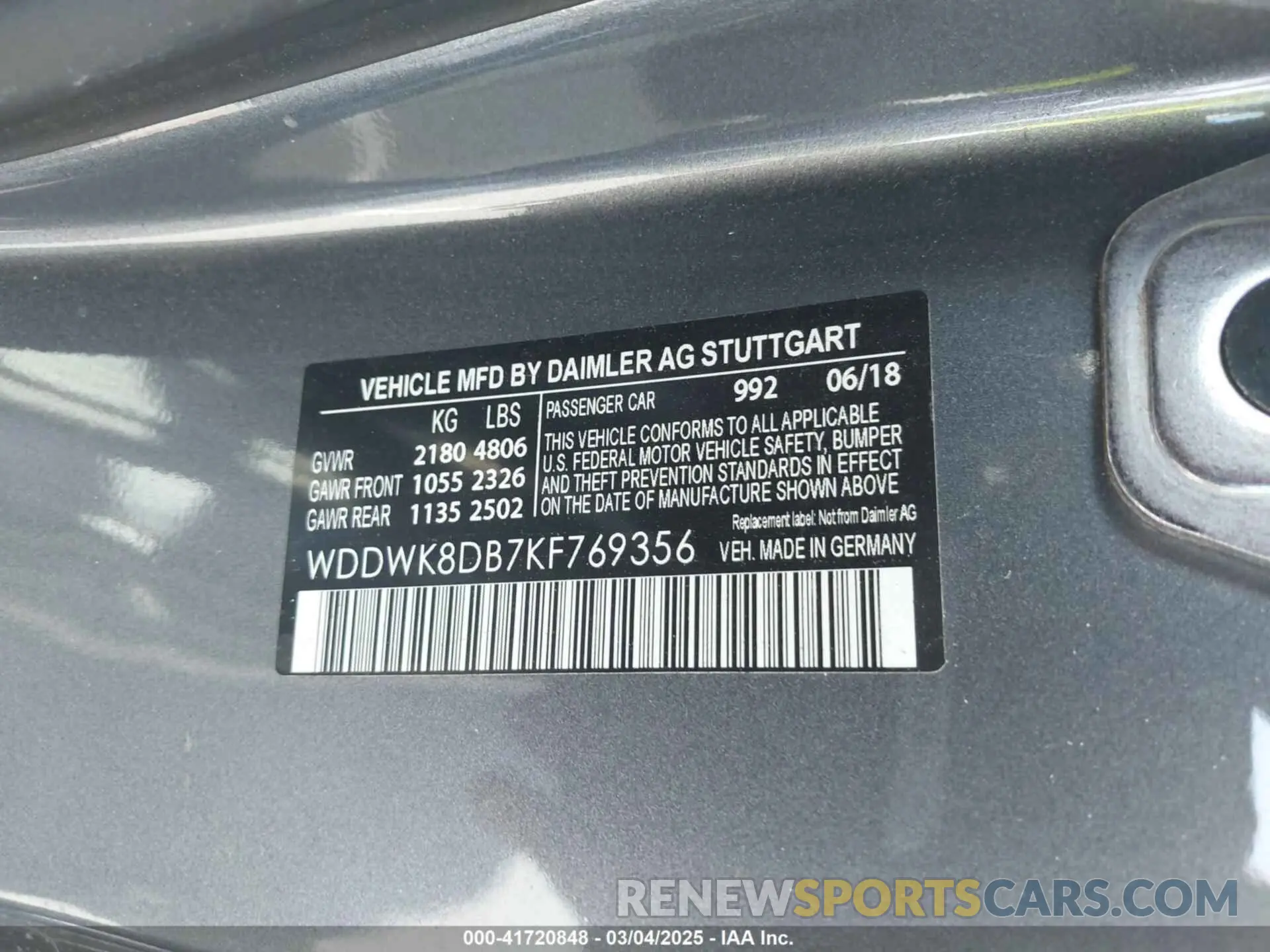 9 fotografías del automóvil dañado WDDWK8DB7KF769356 MERCEDES-BENZ C 300 2019