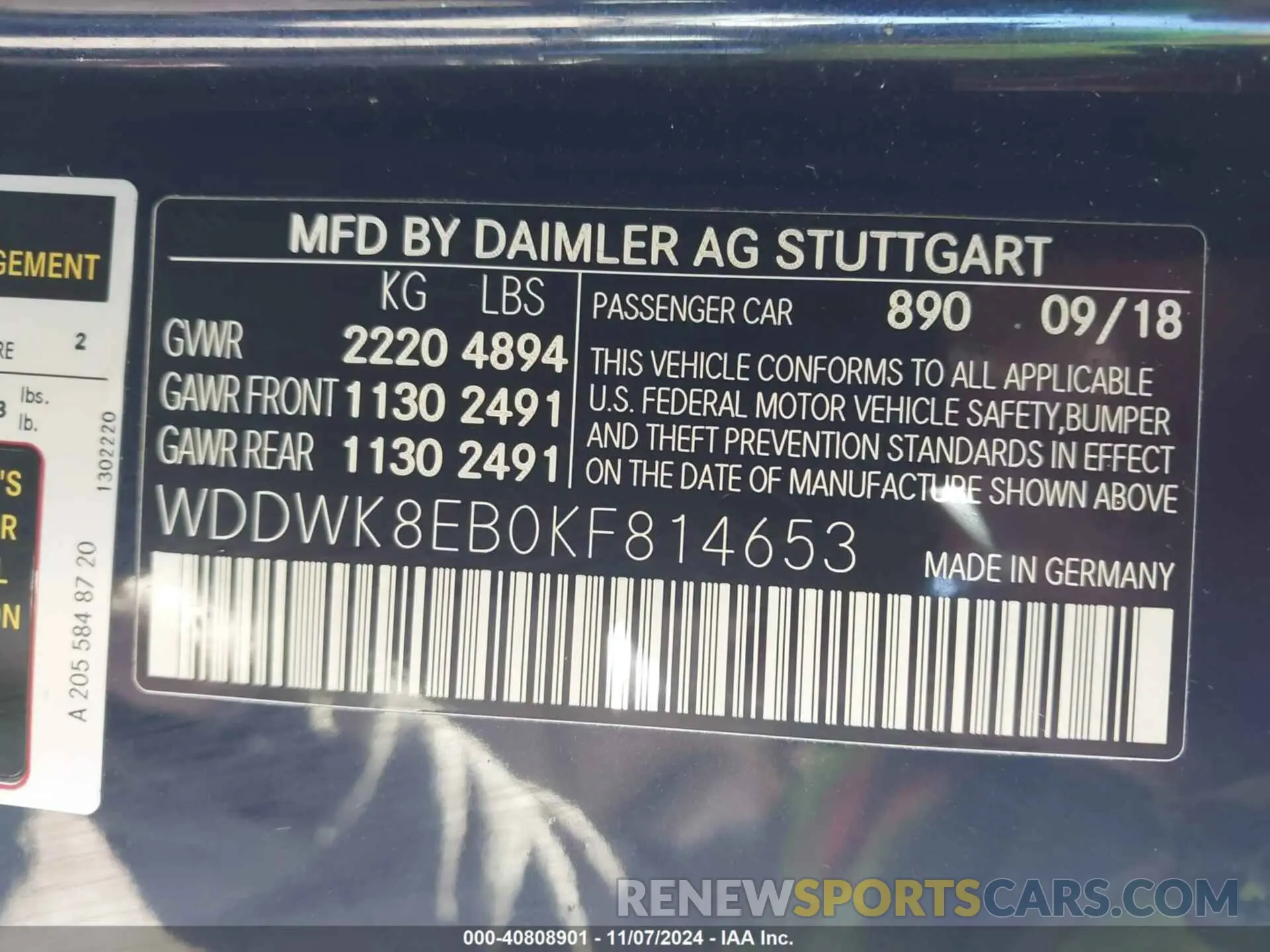 9 fotografías del automóvil dañado WDDWK8EB0KF814653 MERCEDES-BENZ C 300 2019