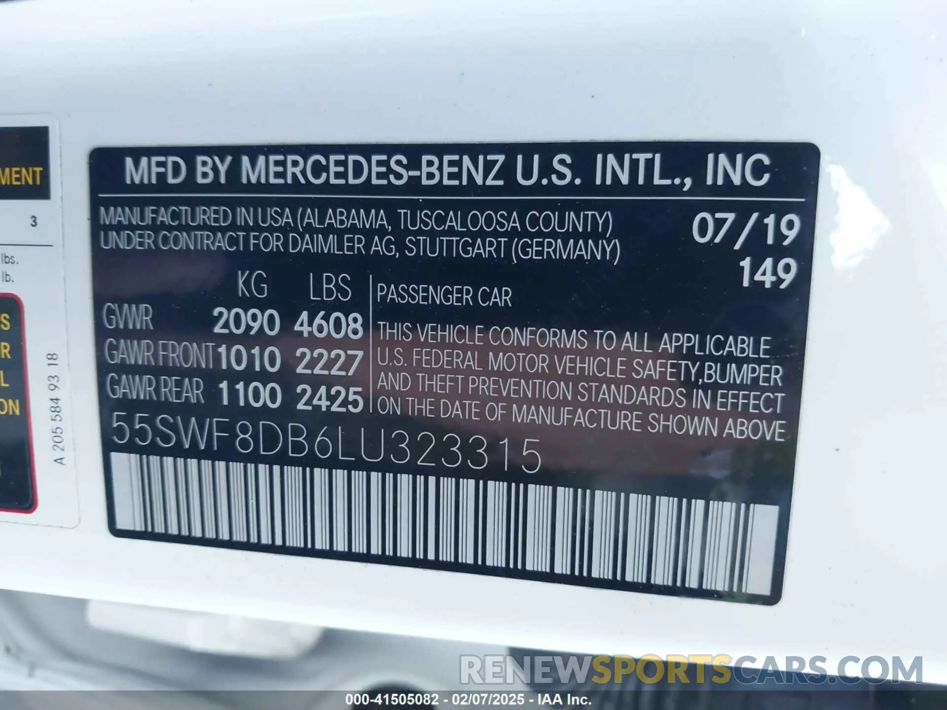 9 fotografías del automóvil dañado 55SWF8DB6LU323315 MERCEDES-BENZ C 300 2020