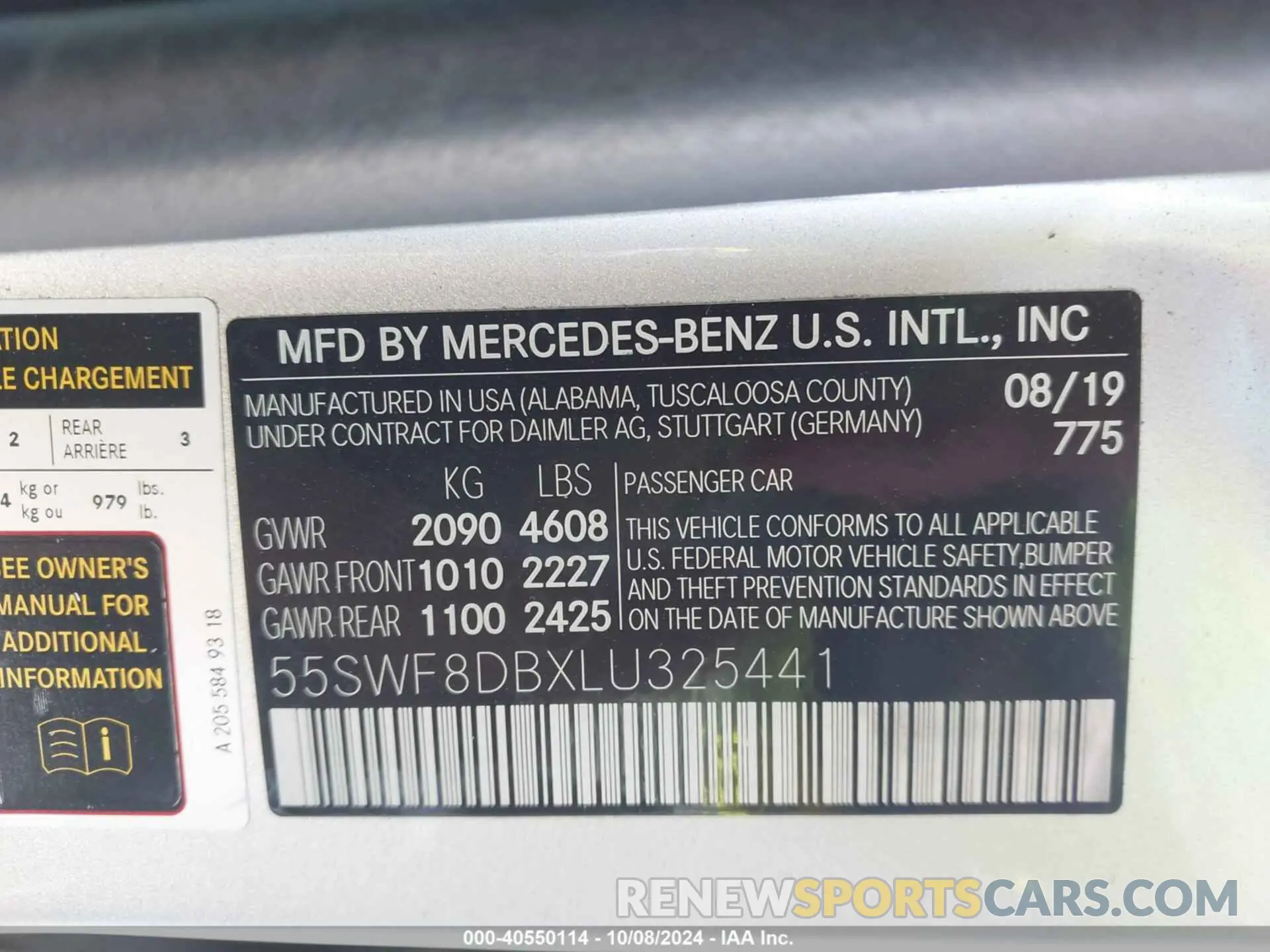 9 fotografías del automóvil dañado 55SWF8DBXLU325441 MERCEDES-BENZ C 300 2020