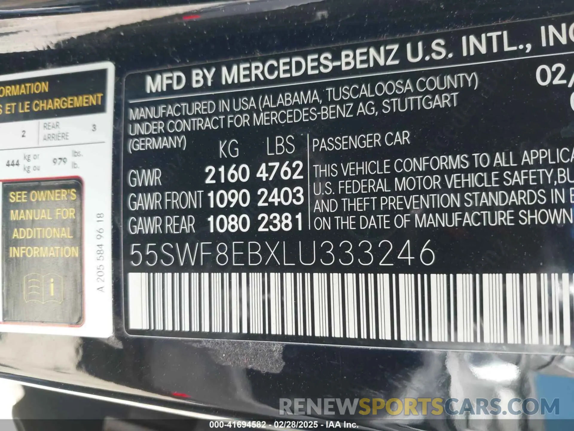 9 fotografías del automóvil dañado 55SWF8EBXLU333246 MERCEDES-BENZ C 300 2020