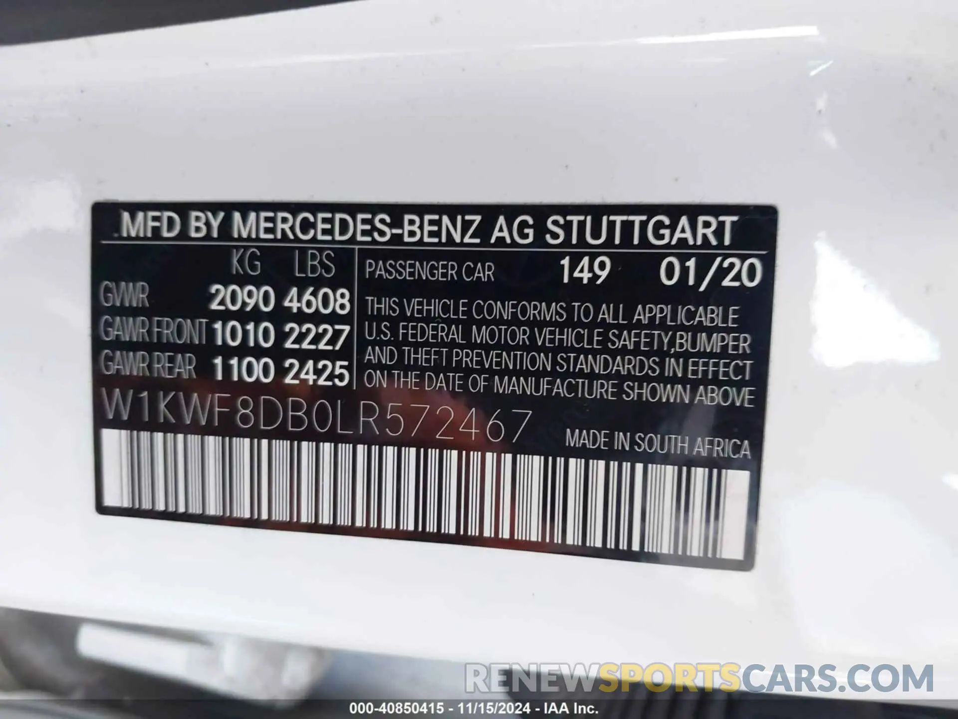 9 fotografías del automóvil dañado W1KWF8DB0LR572467 MERCEDES-BENZ C 300 2020
