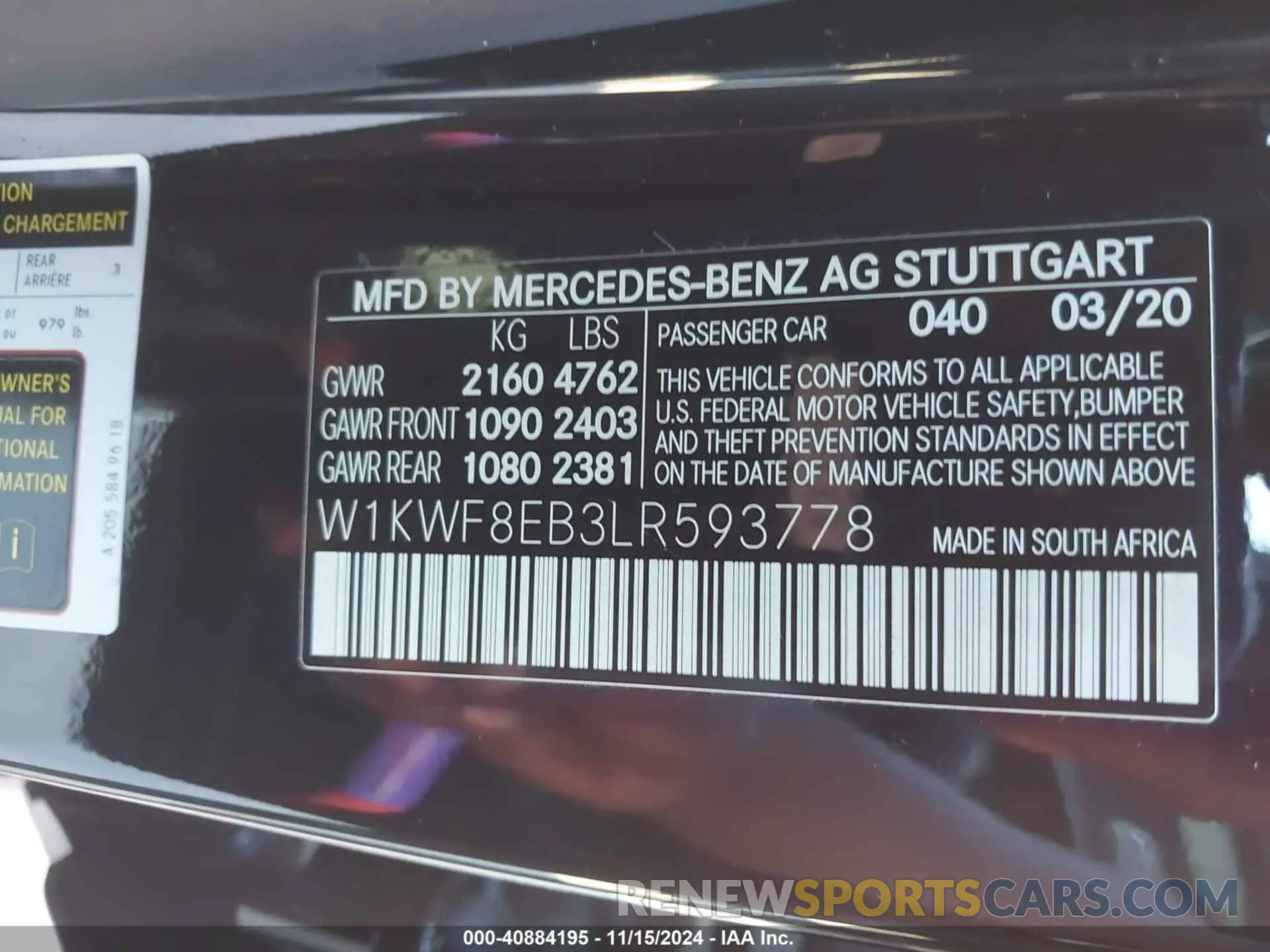 9 fotografías del automóvil dañado W1KWF8EB3LR593778 MERCEDES-BENZ C 300 2020