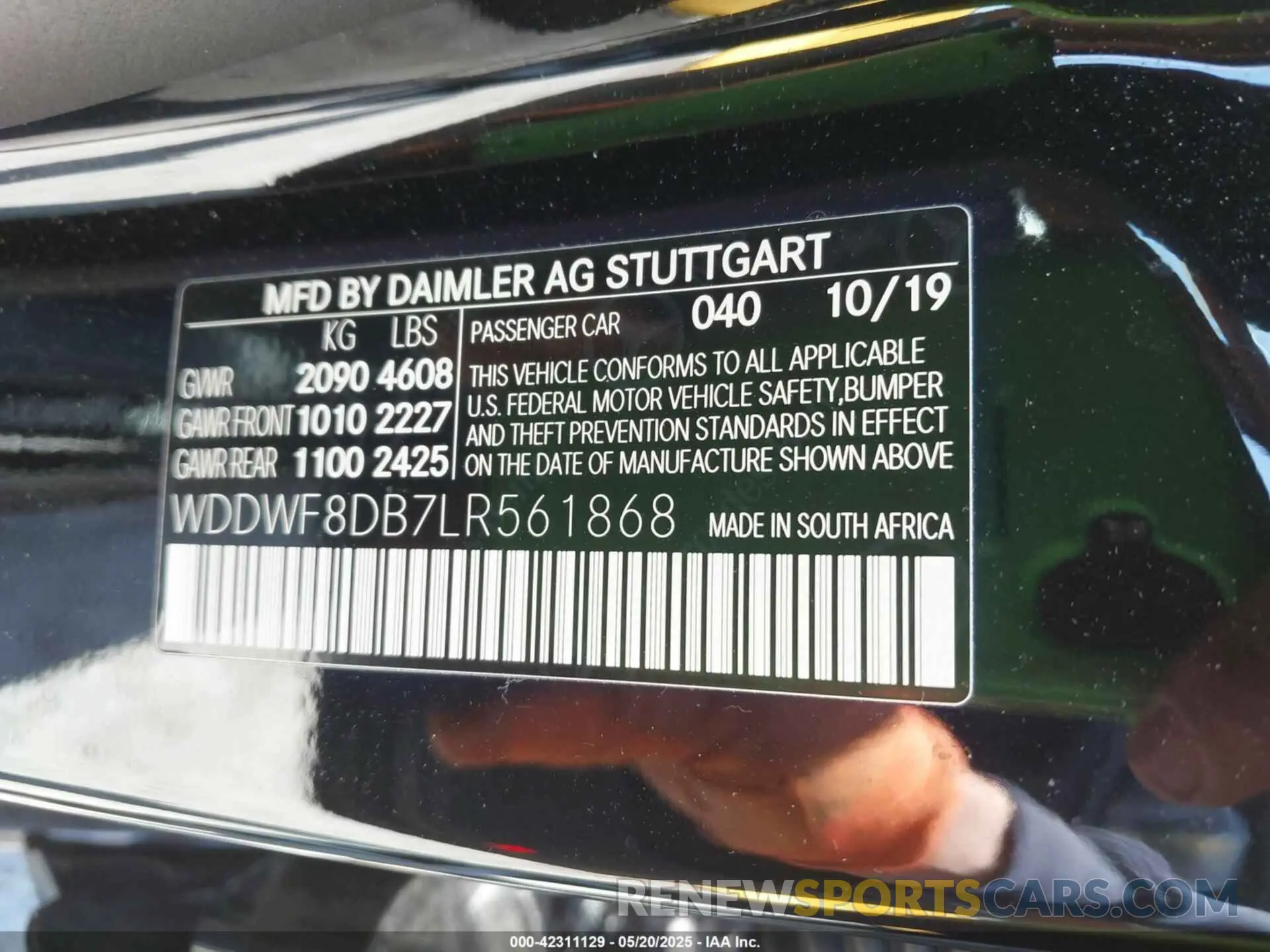 9 fotografías del automóvil dañado WDDWF8DB7LR561868 MERCEDES-BENZ C 300 2020