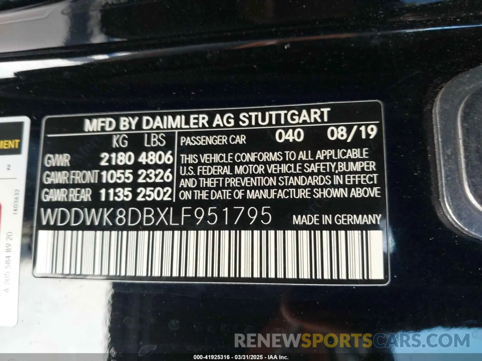 9 fotografías del automóvil dañado WDDWK8DBXLF951795 MERCEDES-BENZ C 300 2020