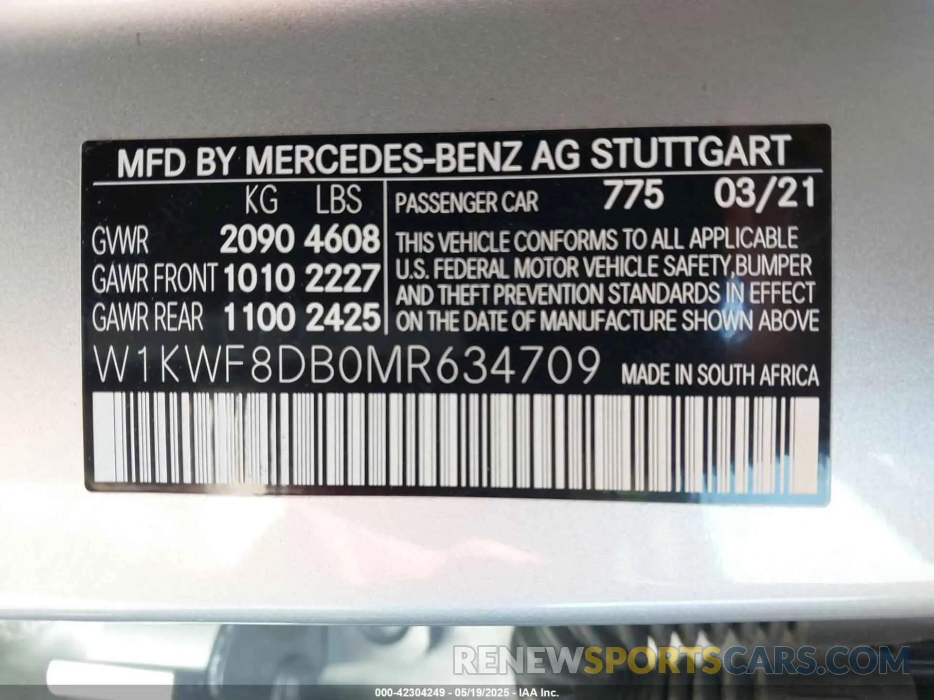 9 fotografías del automóvil dañado W1KWF8DB0MR634709 MERCEDES-BENZ C 300 2021