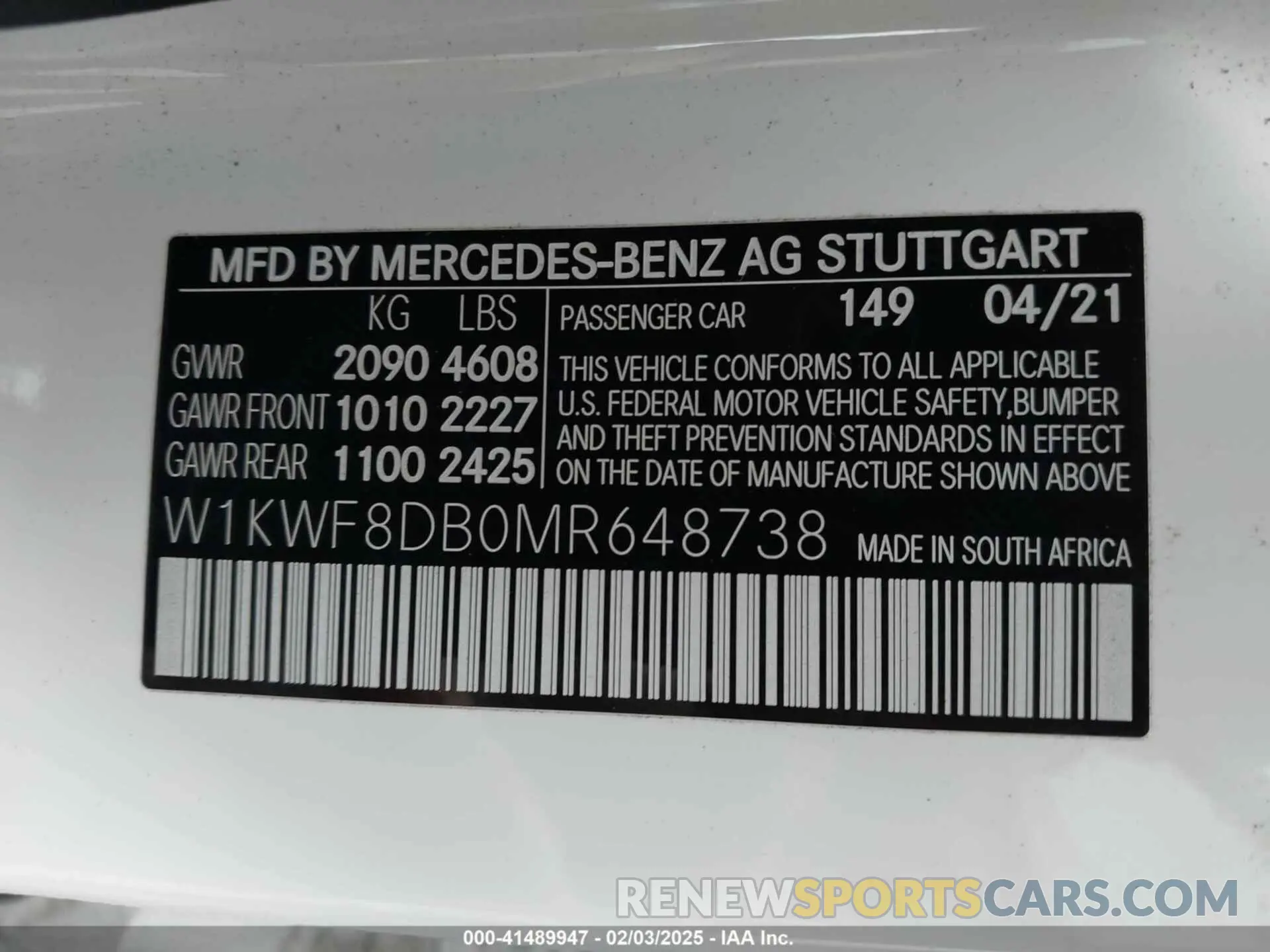 9 fotografías del automóvil dañado W1KWF8DB0MR648738 MERCEDES-BENZ C 300 2021