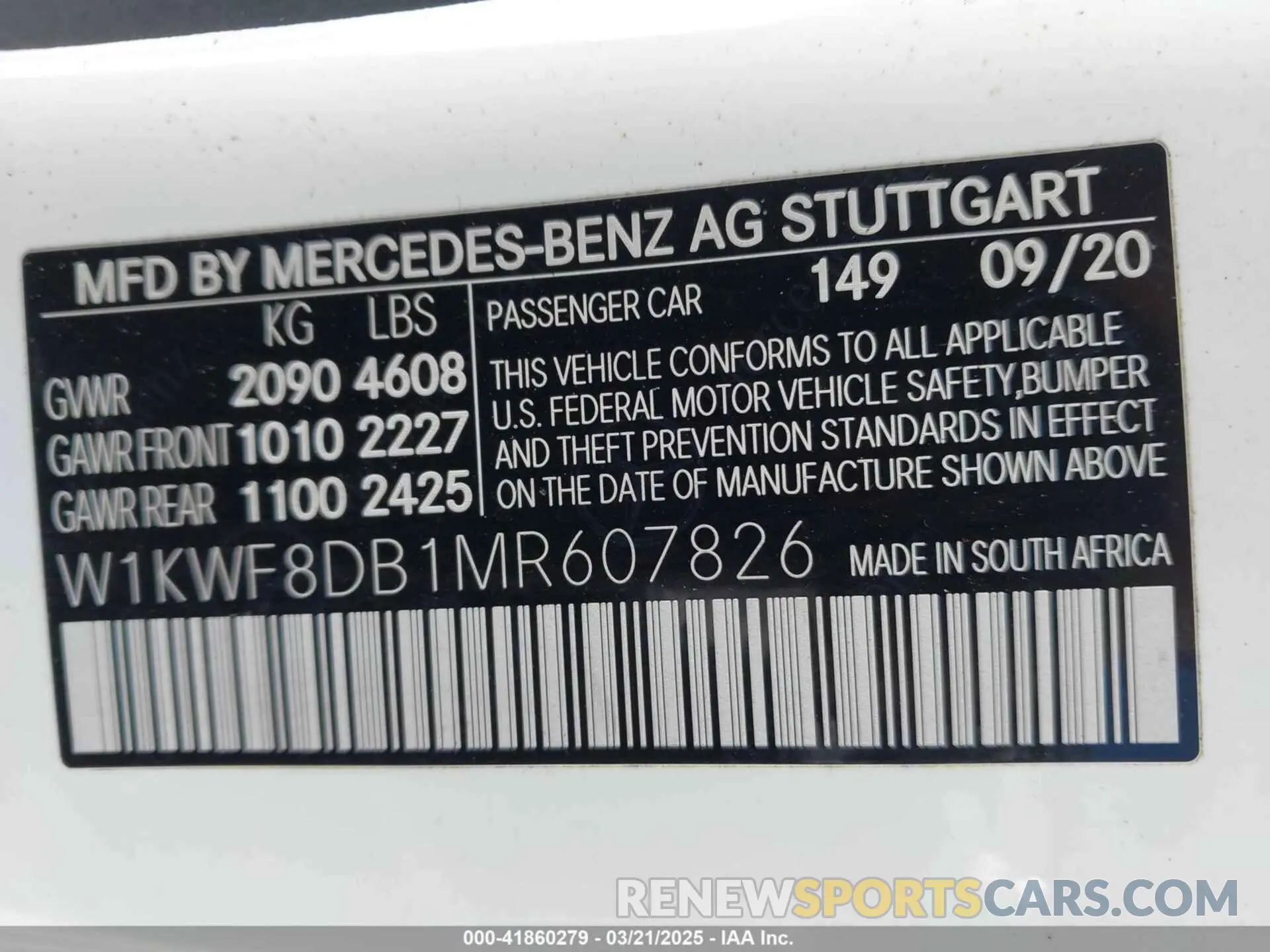 9 fotografías del automóvil dañado W1KWF8DB1MR607826 MERCEDES-BENZ C 300 2021