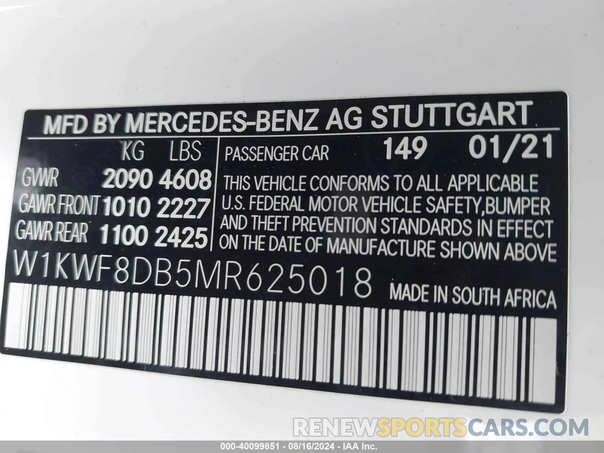 9 fotografías del automóvil dañado W1KWF8DB5MR625018 MERCEDES-BENZ C 300 2021