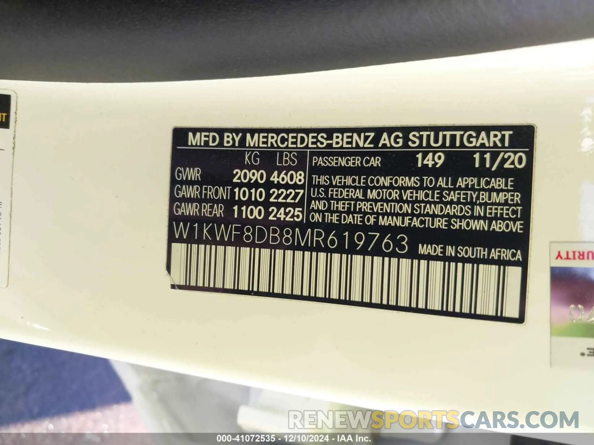 9 fotografías del automóvil dañado W1KWF8DB8MR619763 MERCEDES-BENZ C 300 2021