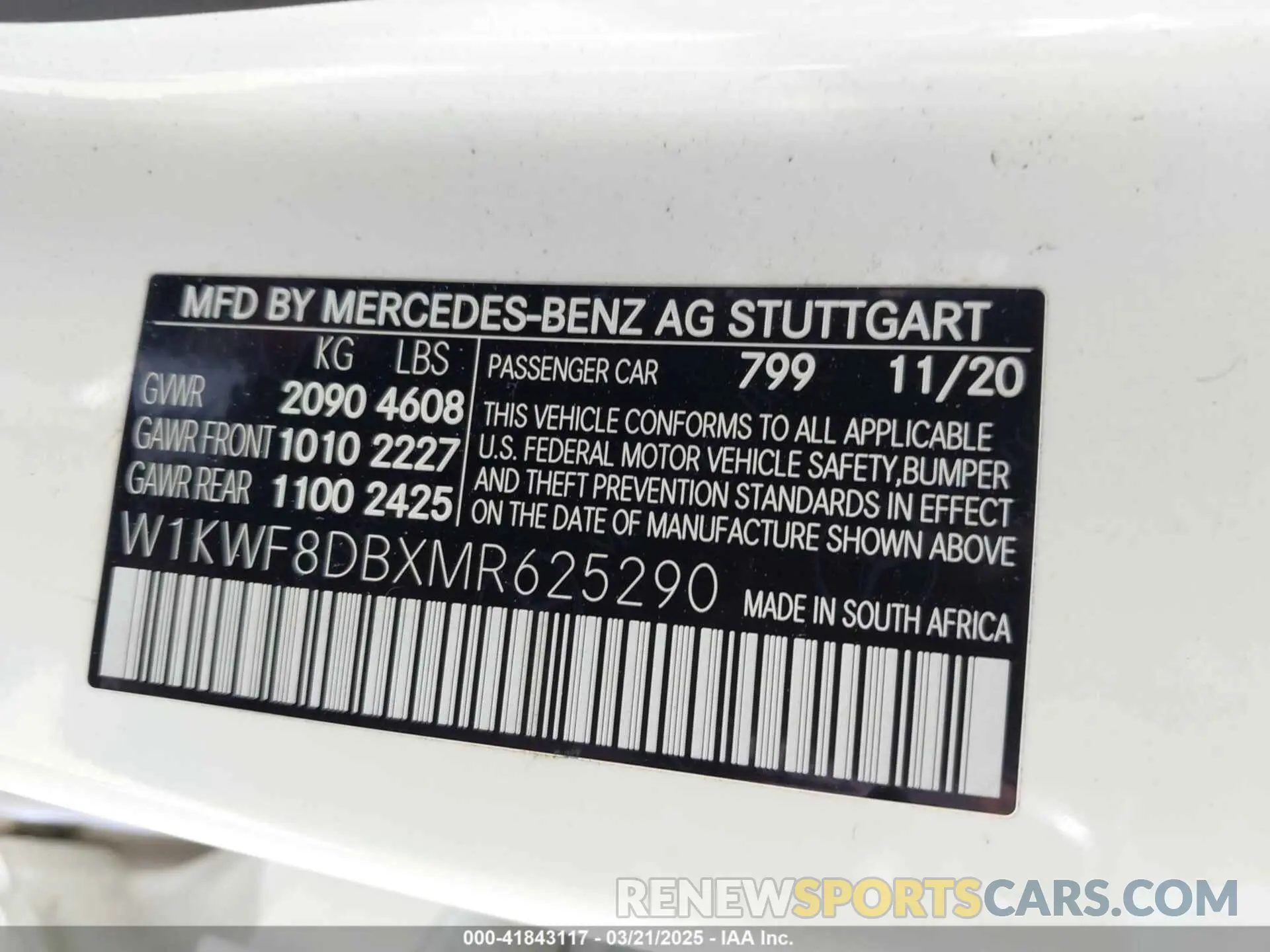 9 fotografías del automóvil dañado W1KWF8DBXMR625290 MERCEDES-BENZ C 300 2021