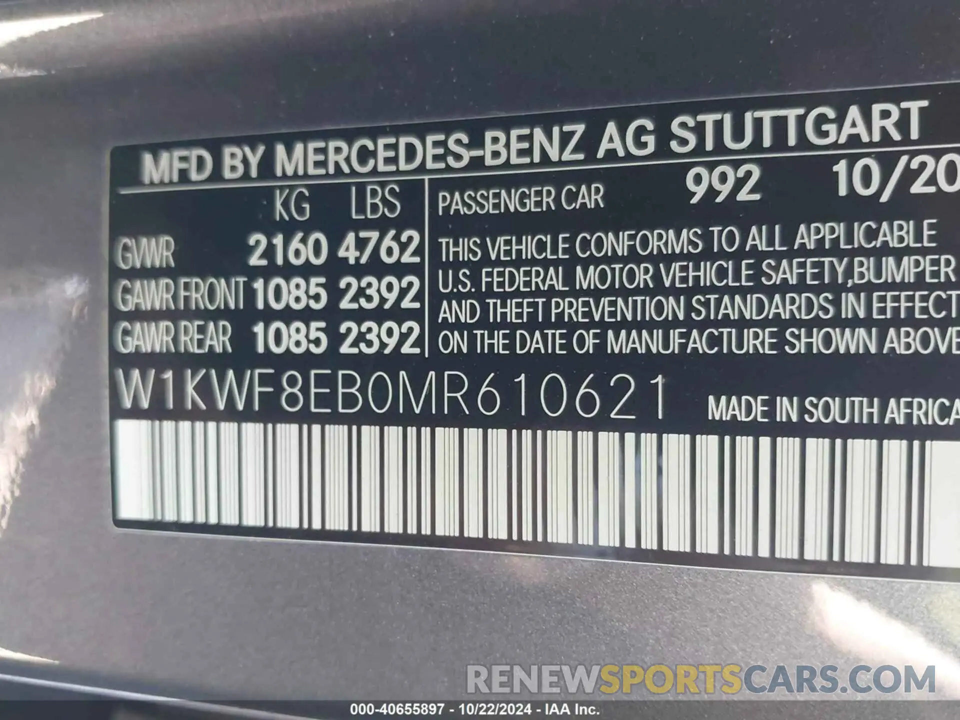 9 fotografías del automóvil dañado W1KWF8EB0MR610621 MERCEDES-BENZ C 300 2021