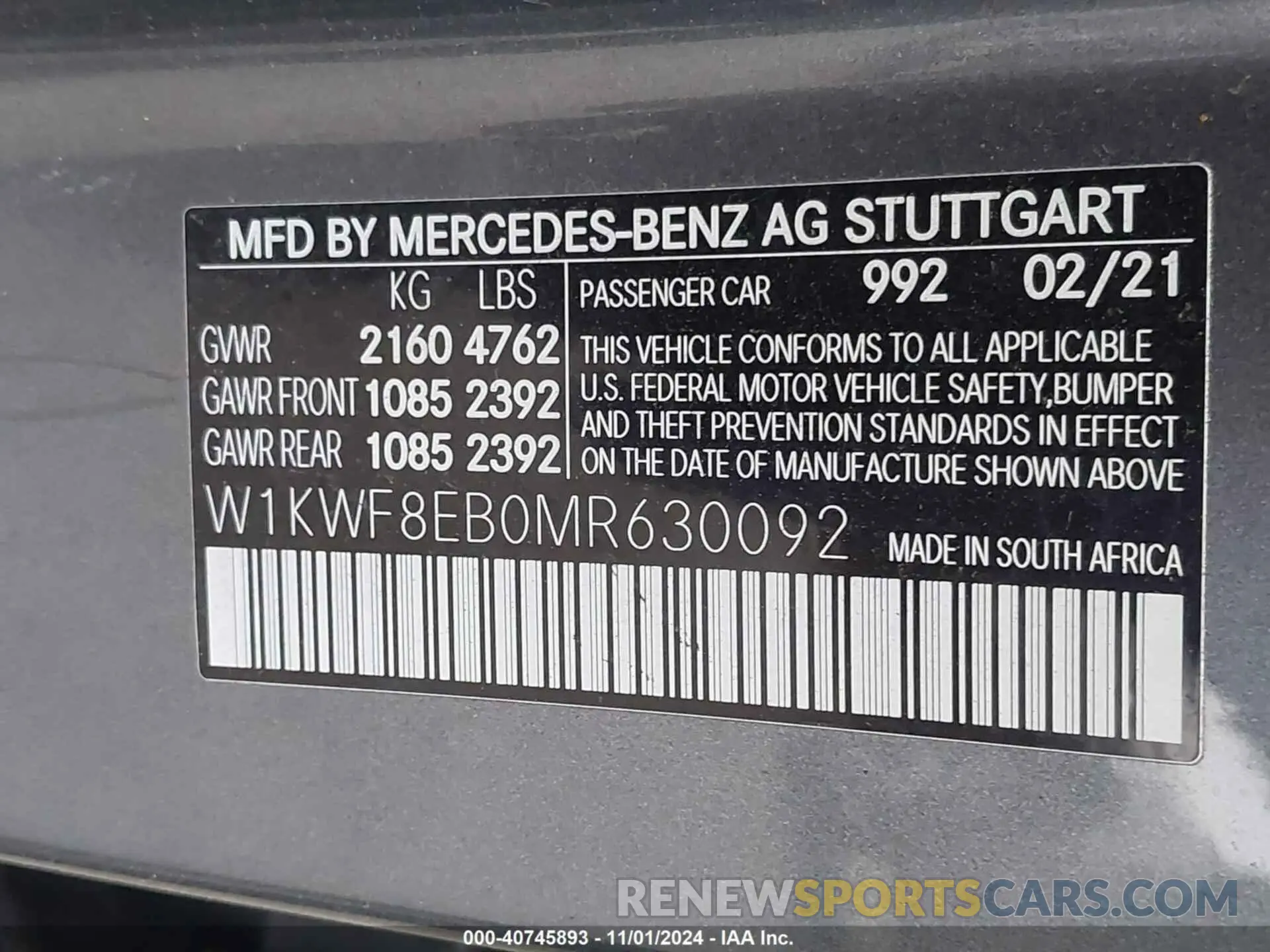 9 fotografías del automóvil dañado W1KWF8EB0MR630092 MERCEDES-BENZ C 300 2021