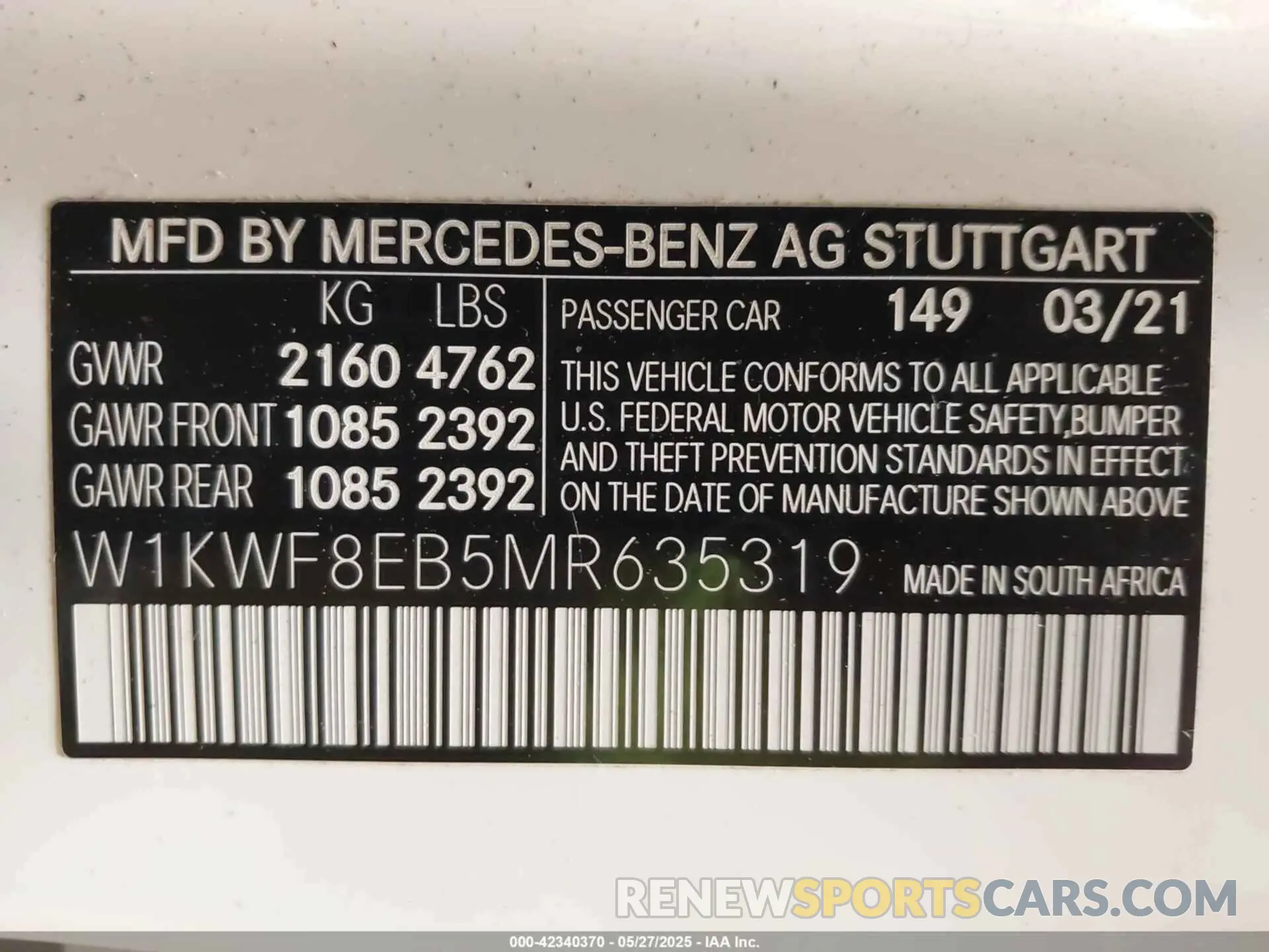 9 fotografías del automóvil dañado W1KWF8EB5MR635319 MERCEDES-BENZ C 300 2021