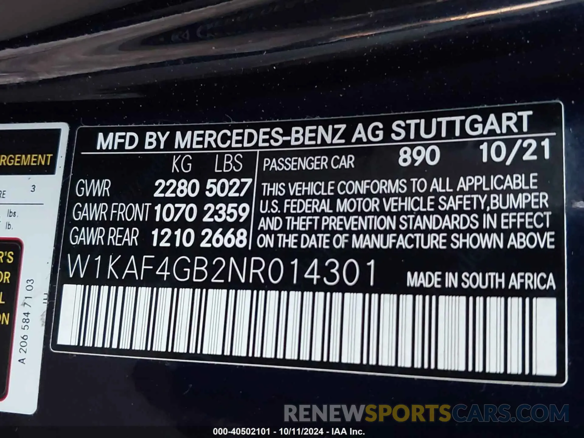 9 fotografías del automóvil dañado W1KAF4GB2NR014301 MERCEDES-BENZ C 300 2022