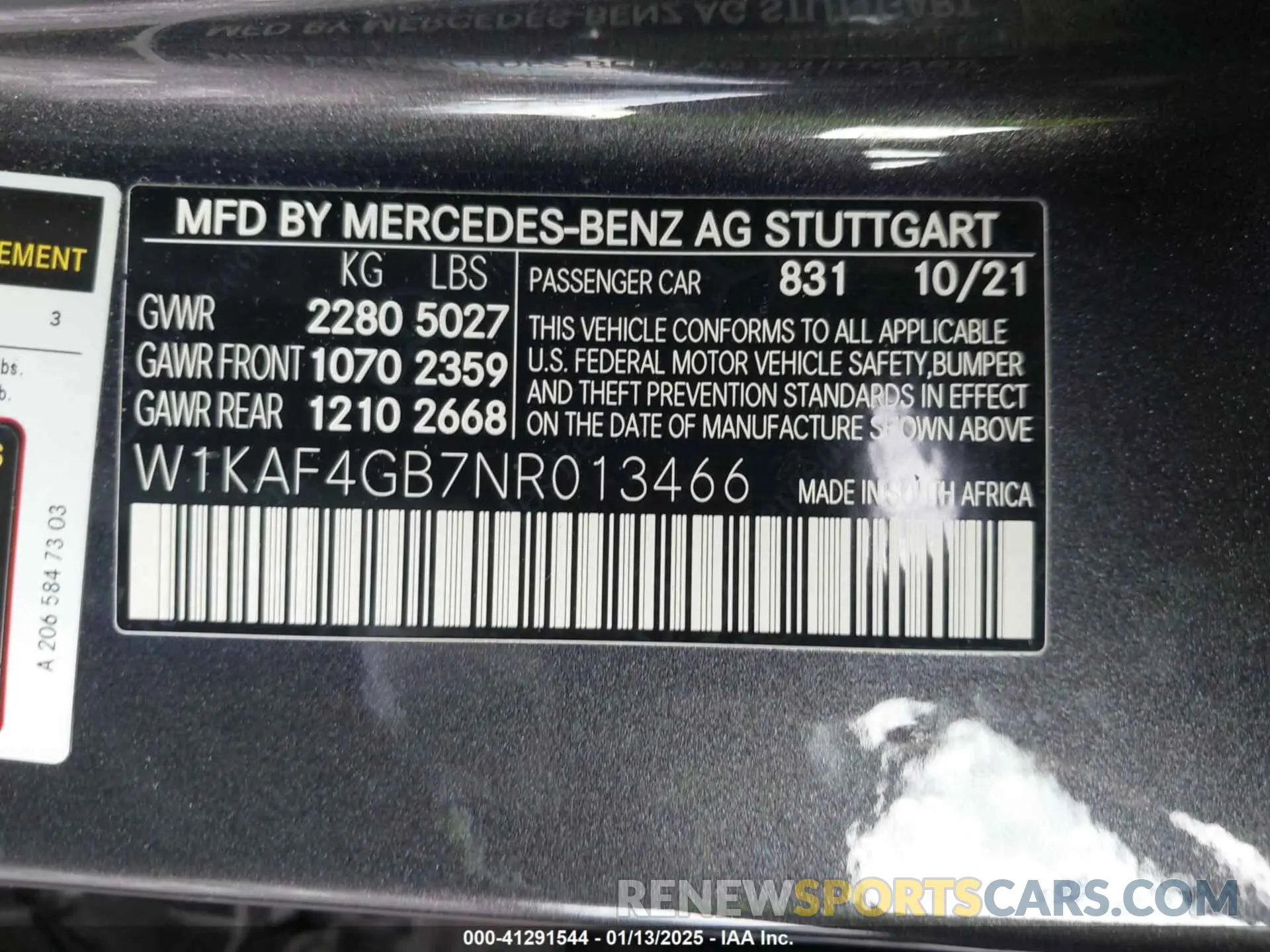 9 fotografías del automóvil dañado W1KAF4GB7NR013466 MERCEDES-BENZ C 300 2022