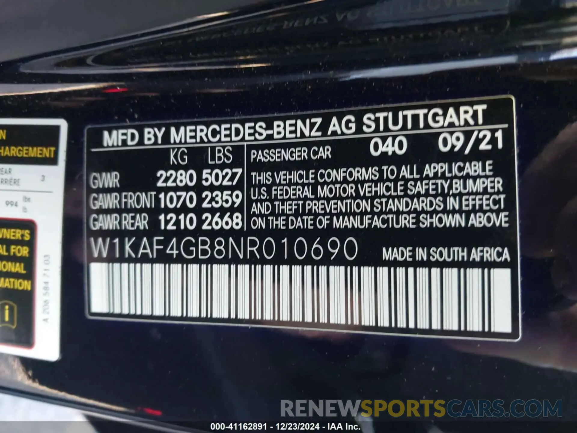 9 fotografías del automóvil dañado W1KAF4GB8NR010690 MERCEDES-BENZ C 300 2022