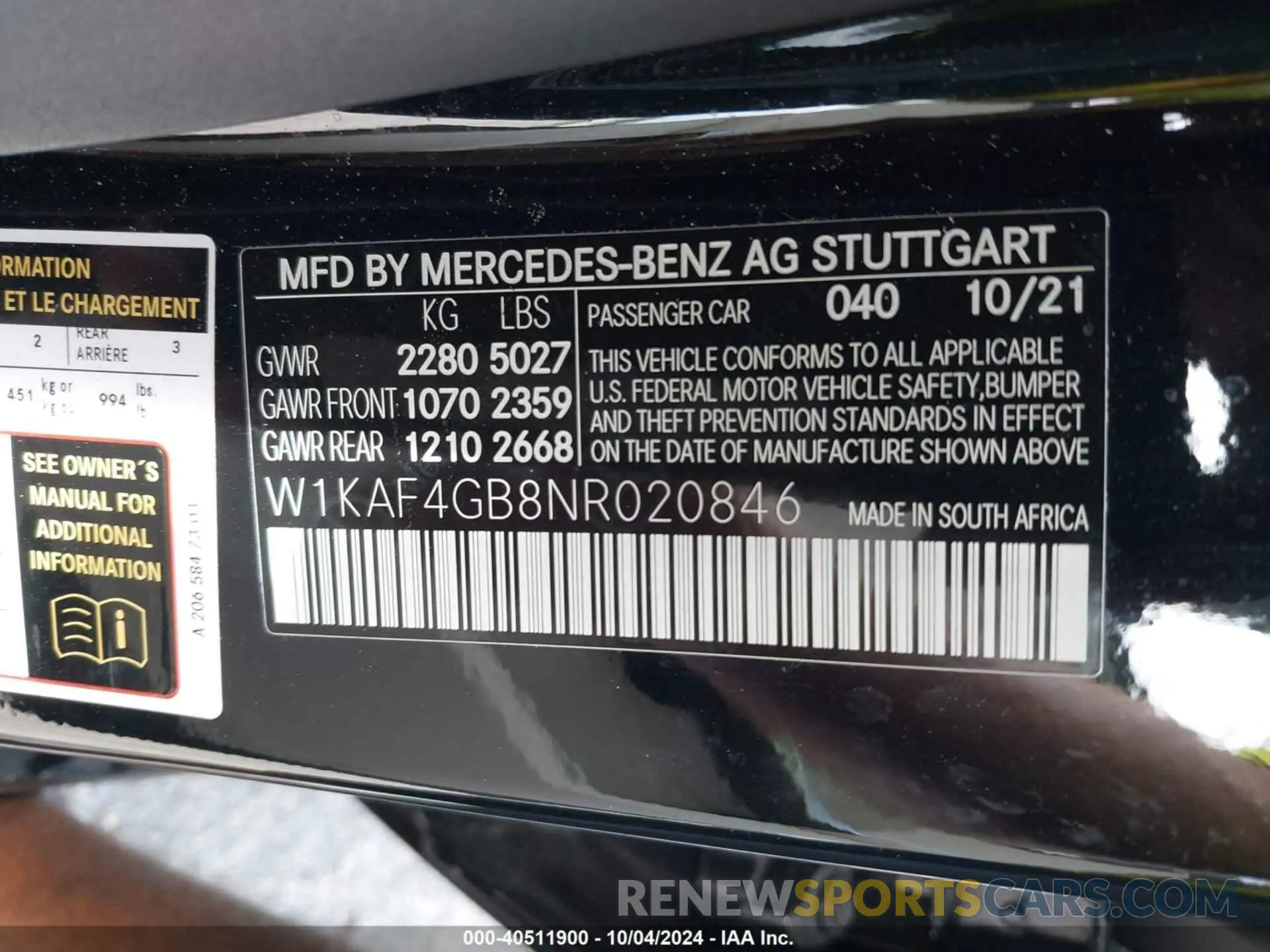 9 fotografías del automóvil dañado W1KAF4GB8NR020846 MERCEDES-BENZ C 300 2022