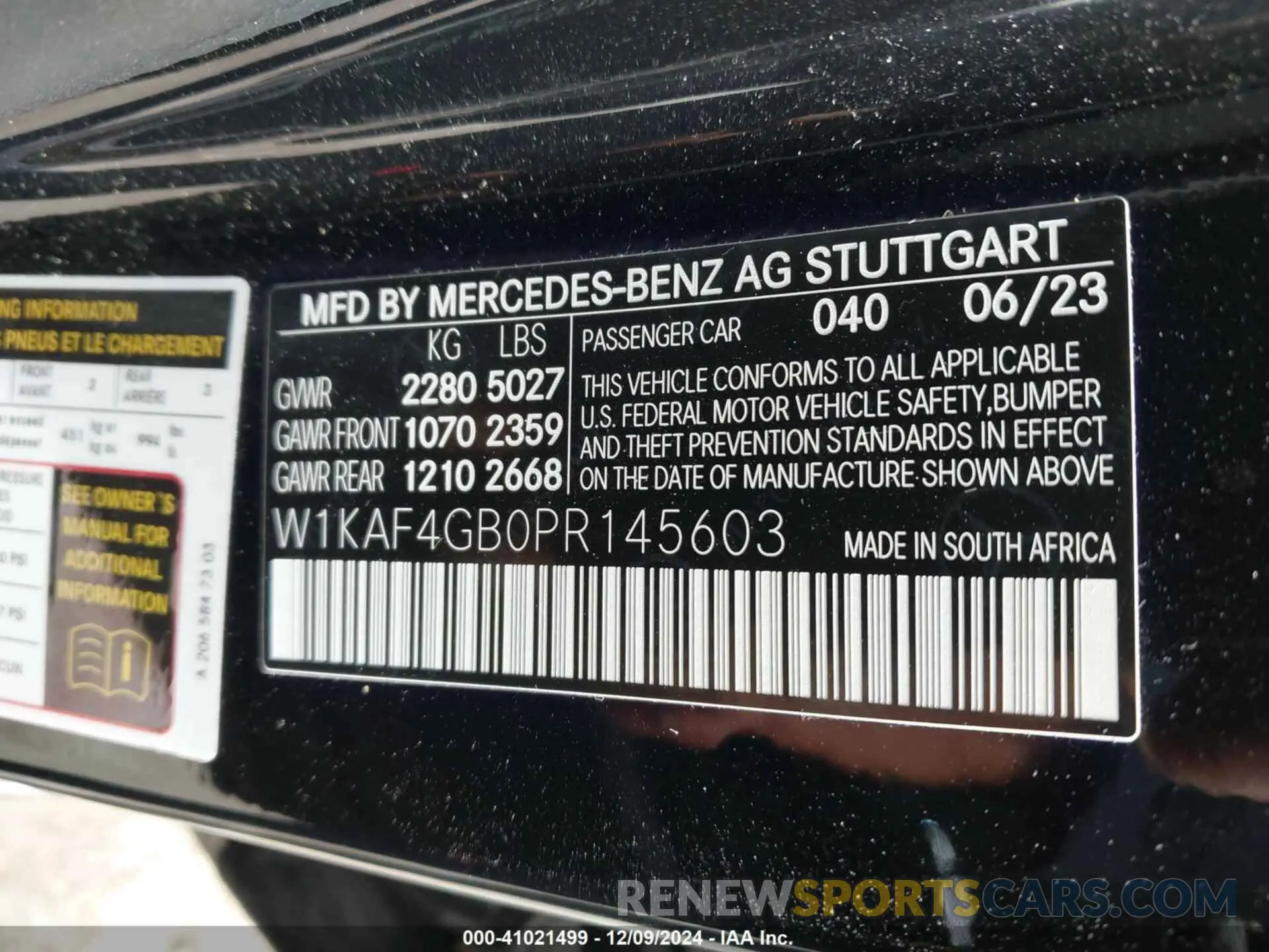 9 fotografías del automóvil dañado W1KAF4GB0PR145603 MERCEDES-BENZ C 300 2023