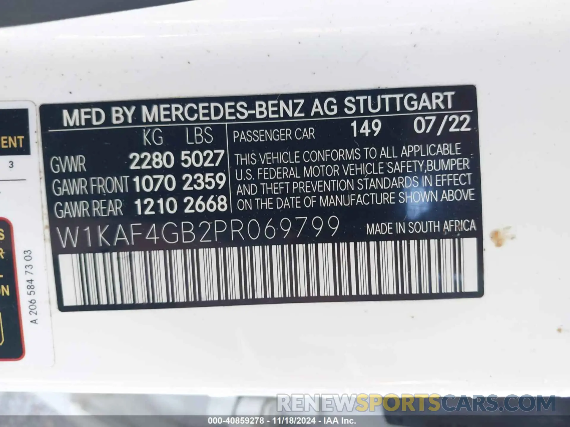 9 fotografías del automóvil dañado W1KAF4GB2PR069799 MERCEDES-BENZ C 300 2023