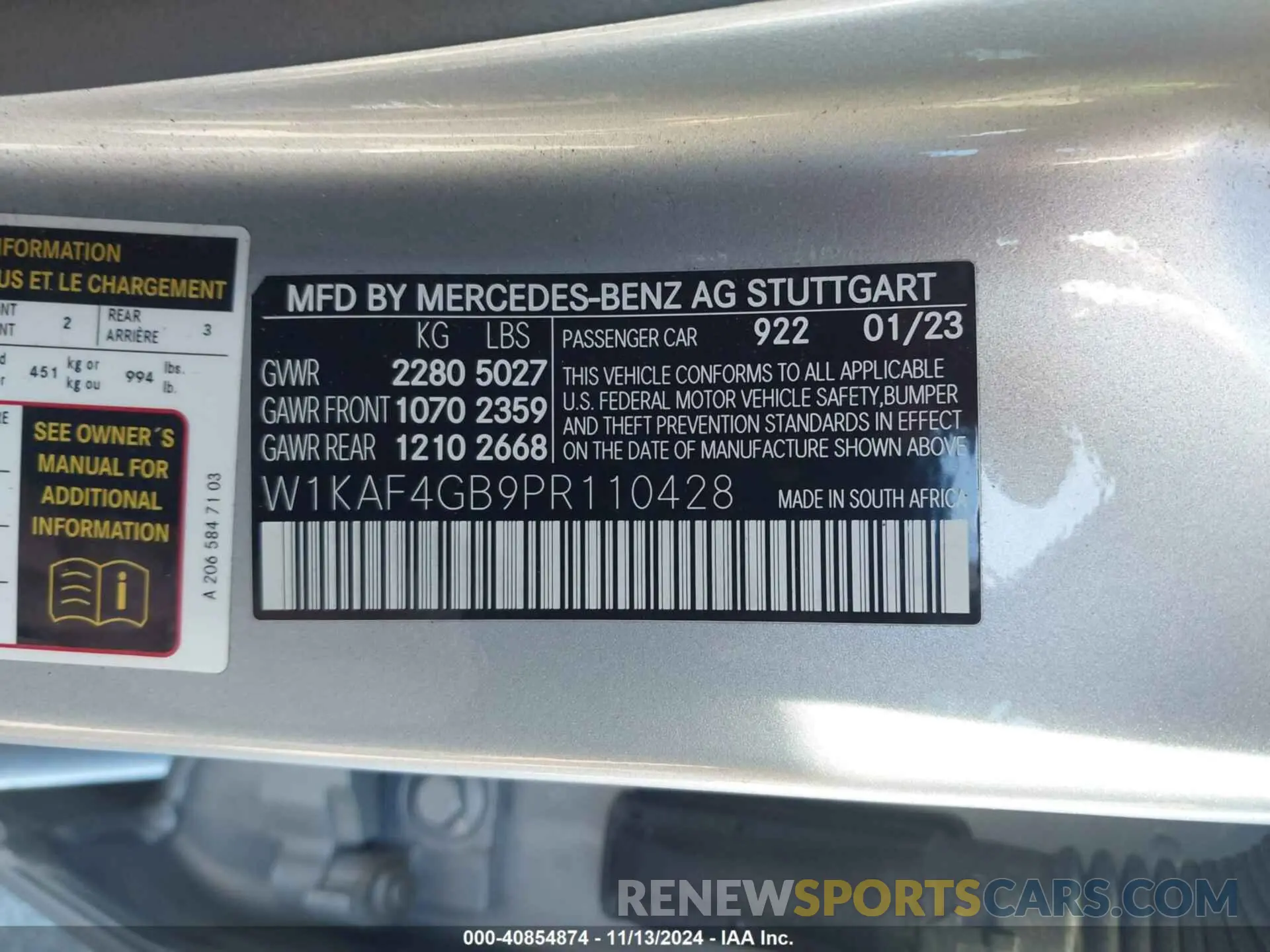 9 fotografías del automóvil dañado W1KAF4GB9PR110428 MERCEDES-BENZ C 300 2023