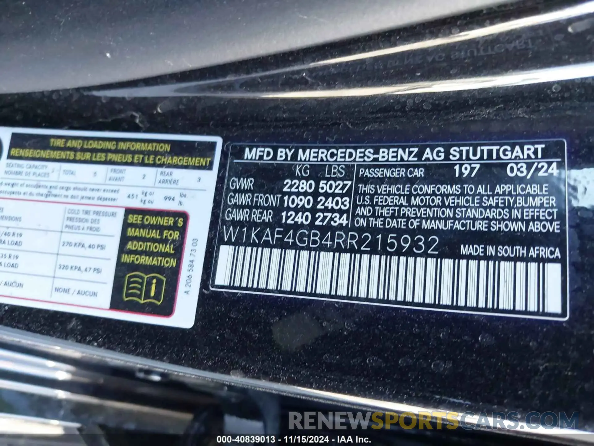 9 fotografías del automóvil dañado W1KAF4GB4RR215932 MERCEDES-BENZ C 300 2024