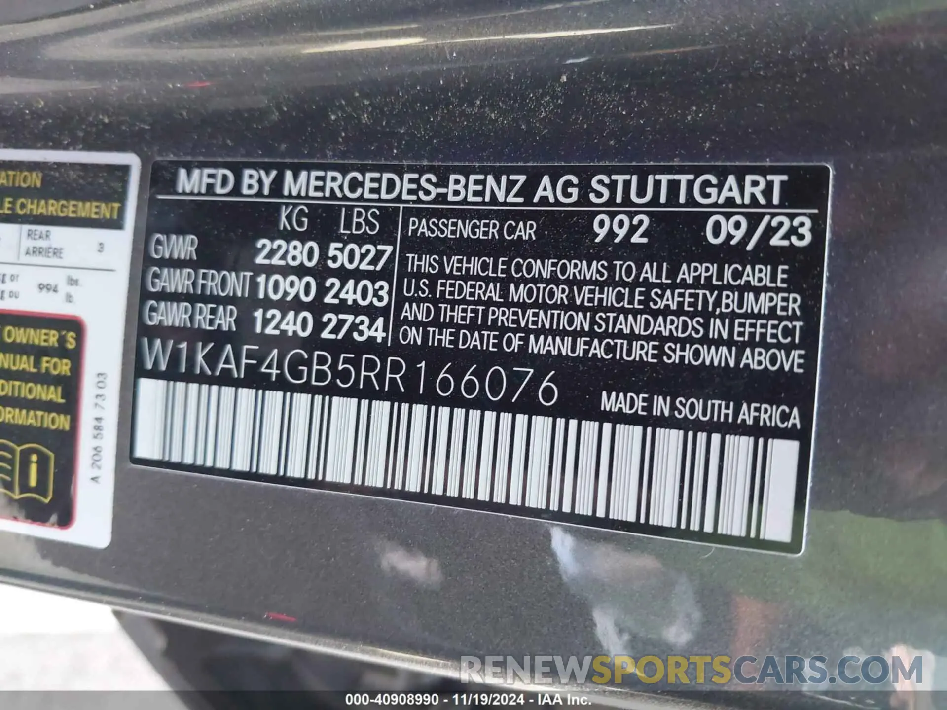 9 fotografías del automóvil dañado W1KAF4GB5RR166076 MERCEDES-BENZ C 300 2024