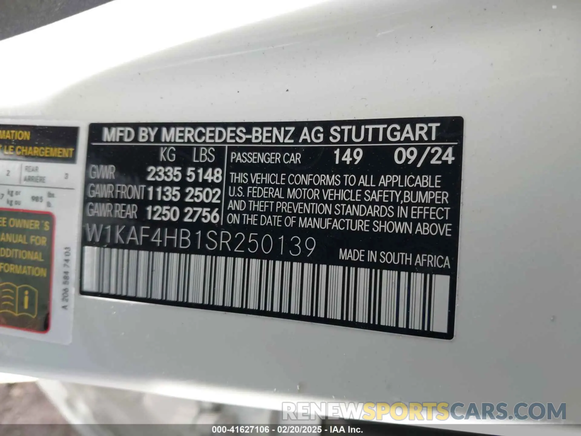 9 fotografías del automóvil dañado W1KAF4HB1SR250139 MERCEDES-BENZ C 300 2025
