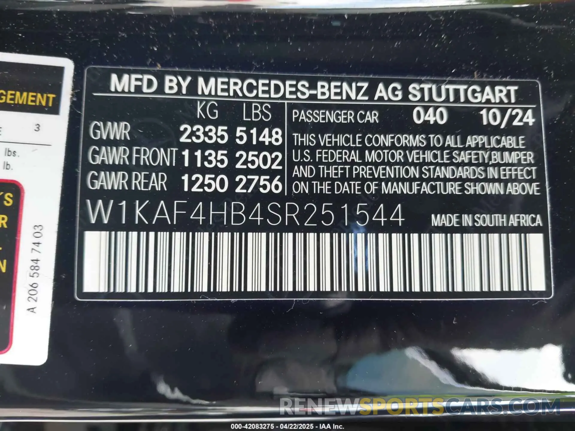 9 fotografías del automóvil dañado W1KAF4HB4SR251544 MERCEDES-BENZ C 300 2025