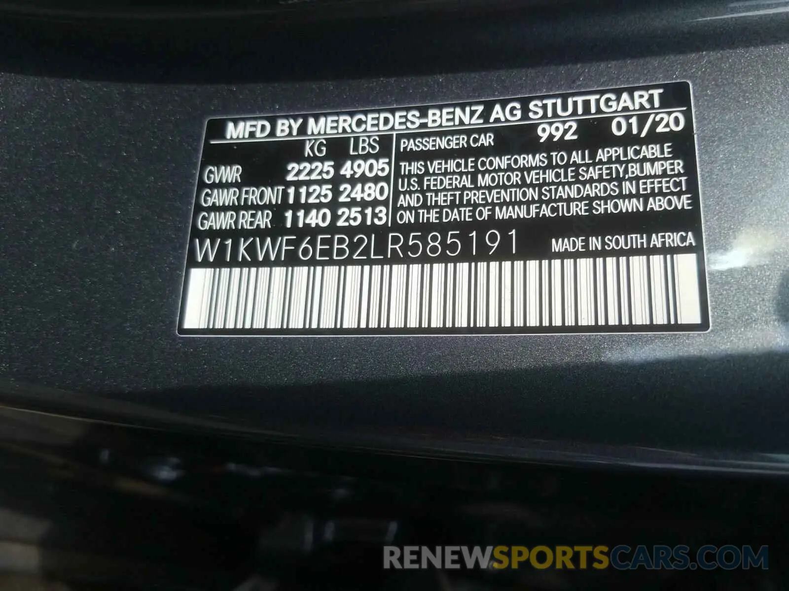 10 fotografías del automóvil dañado W1KWF6EB2LR585191 MERCEDES-BENZ C 43 AMG 2020