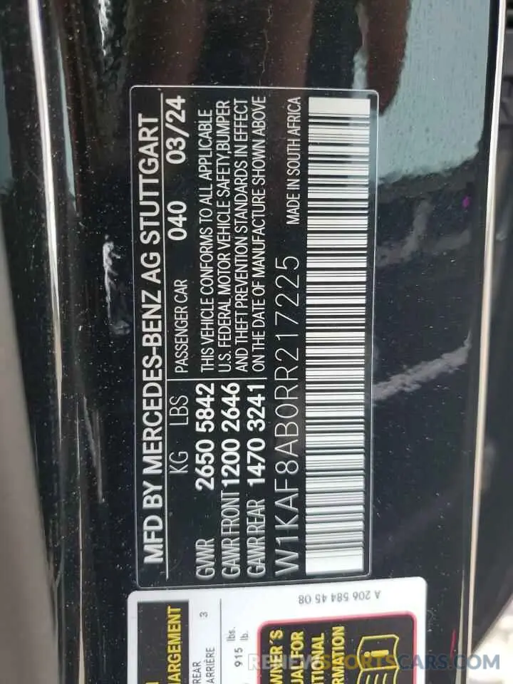 13 fotografías del automóvil dañado W1KAF8AB0RR217225 MERCEDES-BENZ C 63 AMG S 2024