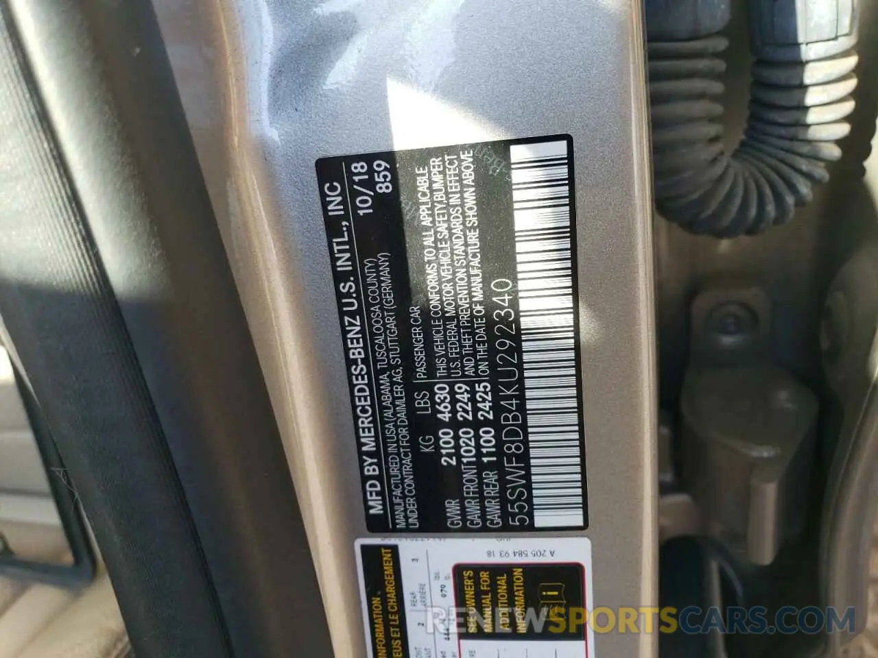 14 fotografías del automóvil dañado 55SWF8DB4KU292340 MERCEDES-BENZ C-CLASS 2019