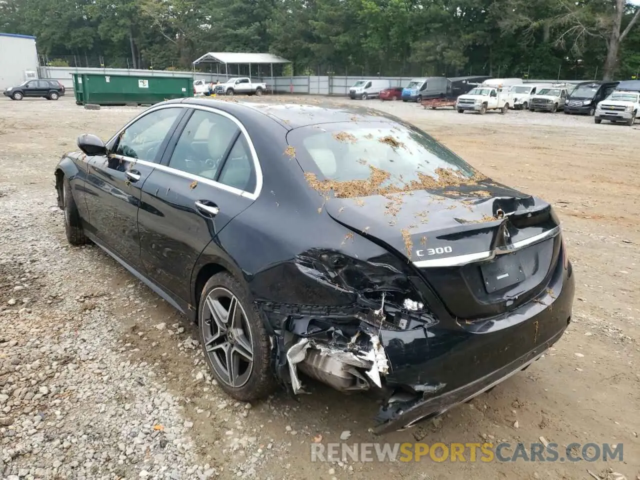3 fotografías del automóvil dañado 55SWF8DB5KU305337 MERCEDES-BENZ C-CLASS 2019