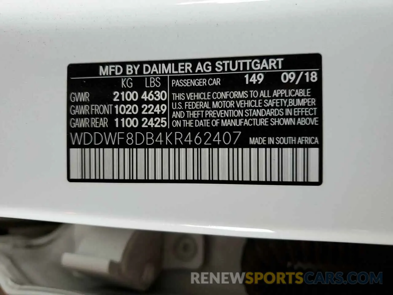 14 fotografías del automóvil dañado WDDWF8DB4KR462407 MERCEDES-BENZ C-CLASS 2019