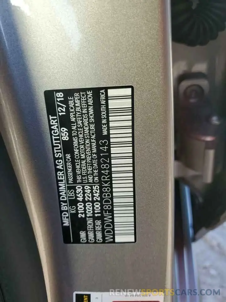 13 fotografías del automóvil dañado WDDWF8DB8KR482143 MERCEDES-BENZ C-CLASS 2019