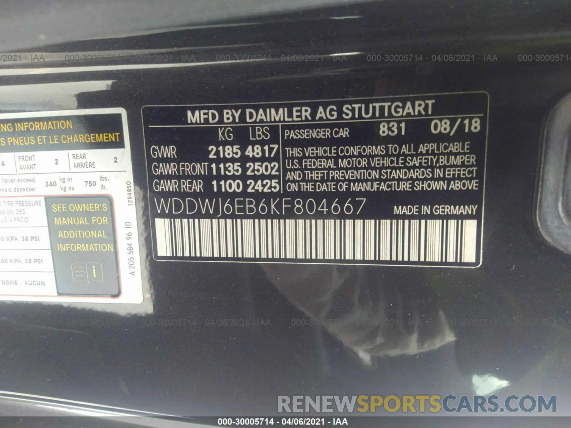 9 fotografías del automóvil dañado WDDWJ6EB6KF804667 MERCEDES-BENZ C-CLASS 2019