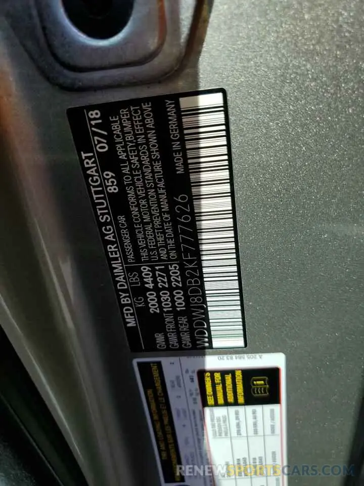 13 fotografías del automóvil dañado WDDWJ8DB2KF777626 MERCEDES-BENZ C-CLASS 2019