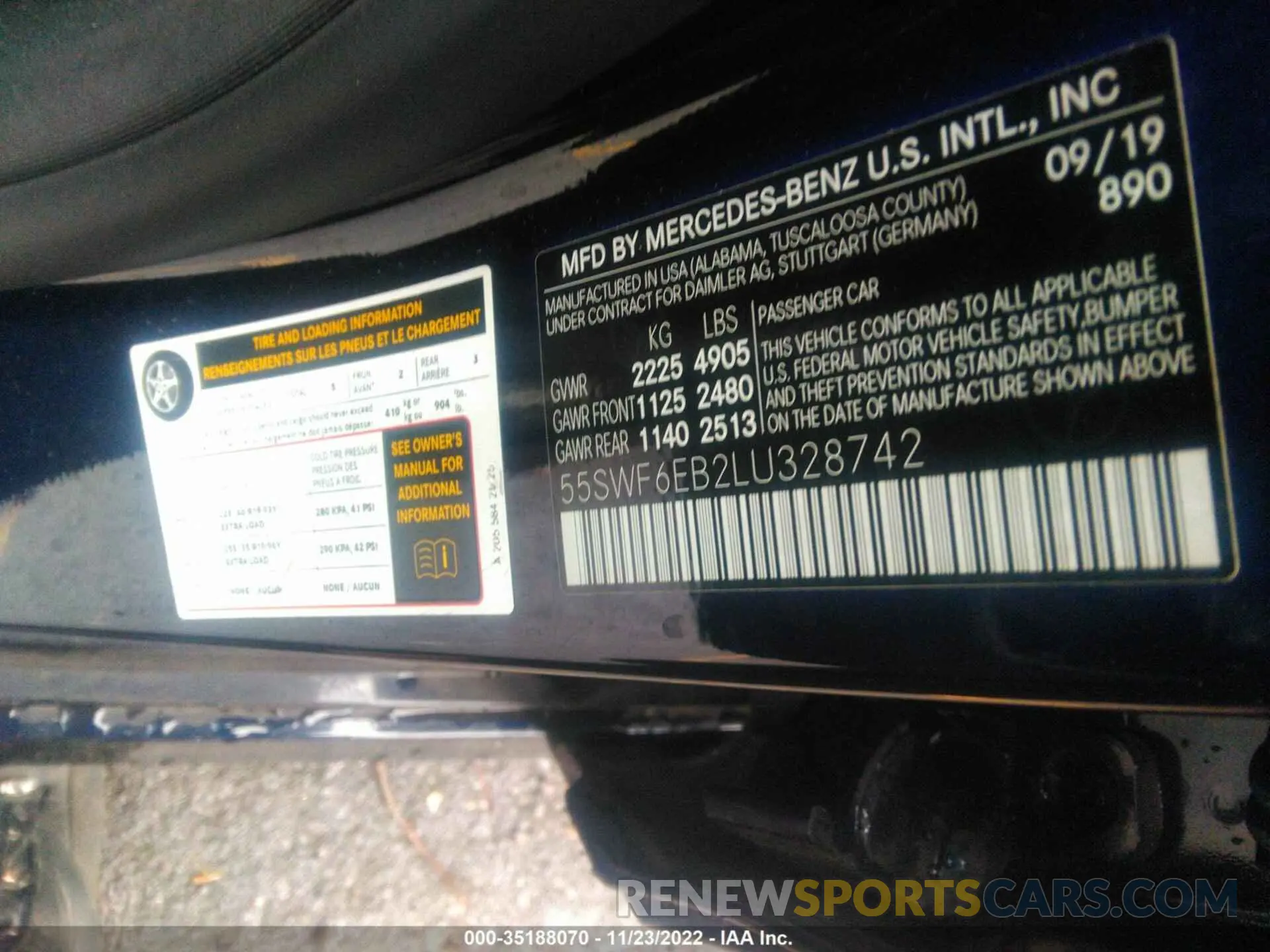 9 fotografías del automóvil dañado 55SWF6EB2LU328742 MERCEDES-BENZ C-CLASS 2020