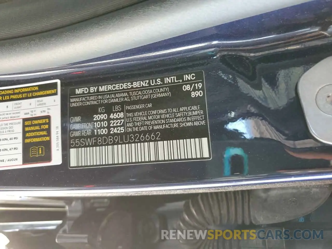 12 fotografías del automóvil dañado 55SWF8DB9LU326662 MERCEDES-BENZ C-CLASS 2020