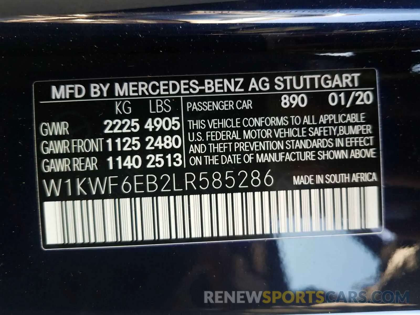 10 fotografías del automóvil dañado W1KWF6EB2LR585286 MERCEDES-BENZ C CLASS 2020