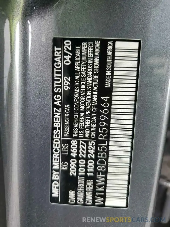 12 fotografías del automóvil dañado W1KWF8DB5LR599664 MERCEDES-BENZ C-CLASS 2020