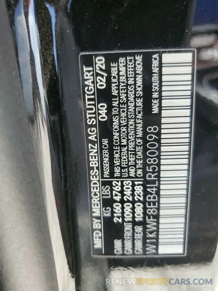 12 fotografías del automóvil dañado W1KWF8EB4LR580098 MERCEDES-BENZ C-CLASS 2020