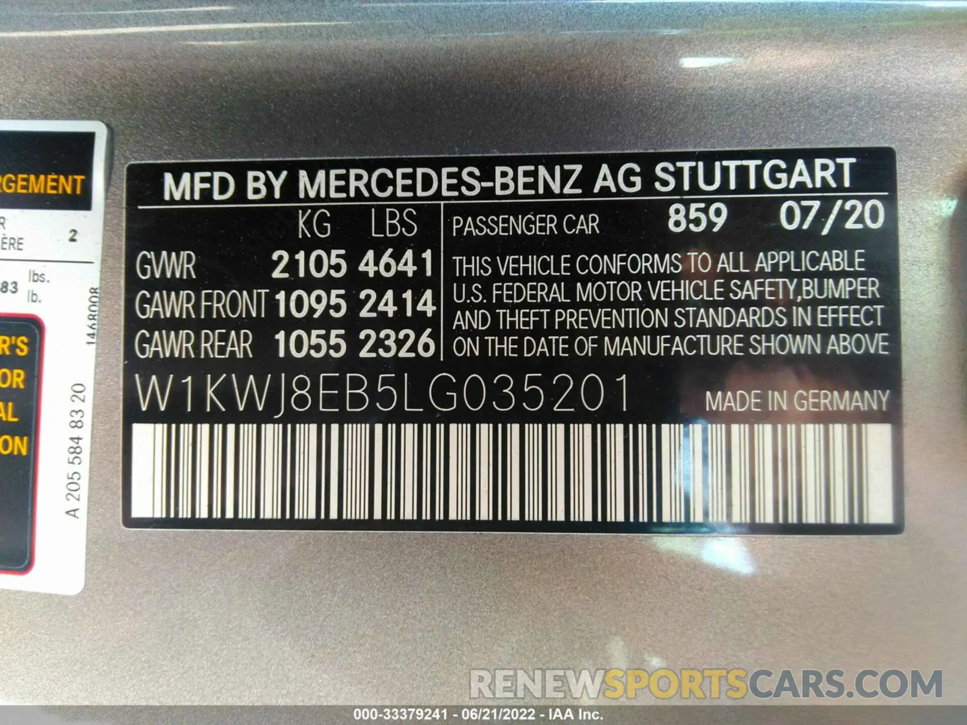 9 fotografías del automóvil dañado W1KWJ8EB5LG035201 MERCEDES-BENZ C-CLASS 2020