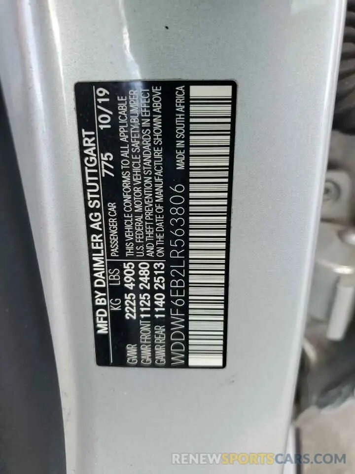 12 fotografías del automóvil dañado WDDWF6EB2LR563806 MERCEDES-BENZ C-CLASS 2020