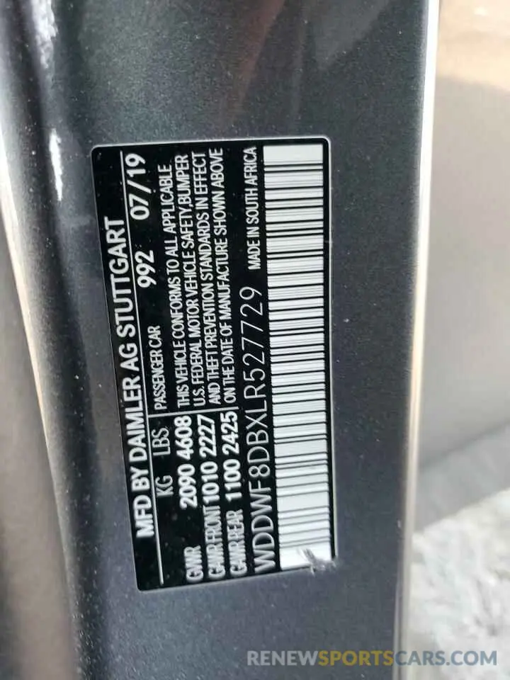 12 fotografías del automóvil dañado WDDWF8DBXLR527729 MERCEDES-BENZ C-CLASS 2020