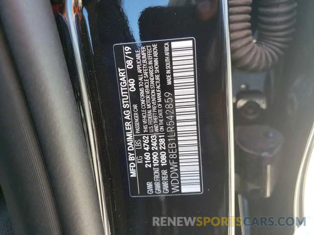 10 fotografías del automóvil dañado WDDWF8EB1LR542859 MERCEDES-BENZ C-CLASS 2020