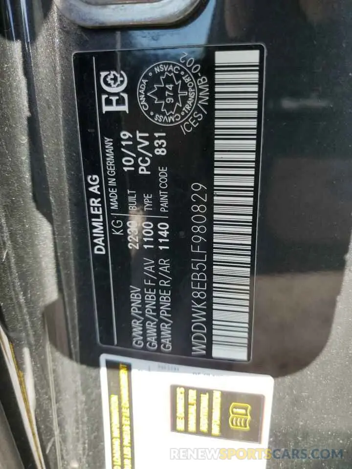 13 fotografías del automóvil dañado WDDWK8EB5LF980829 MERCEDES-BENZ C-CLASS 2020